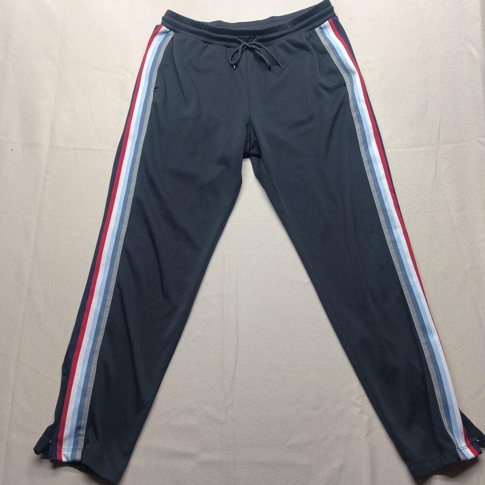 American Eagle Mens Track Pants Navy Blue Side Stripe Ankle Zip Joggers Size M